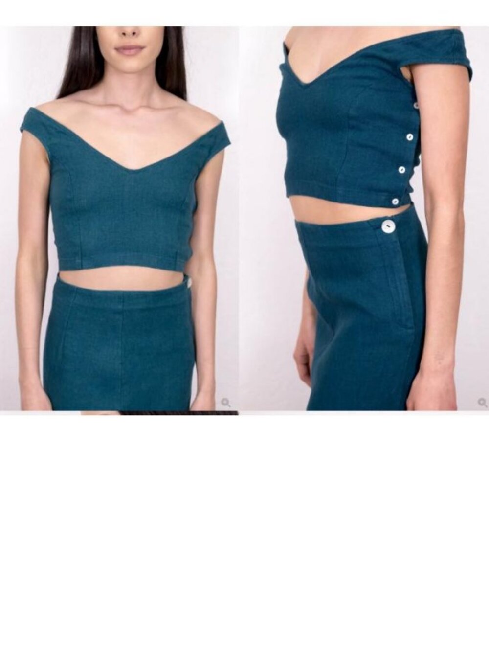 Paloma Wool Tabul blue Linen Cropped Top sz 34 XS